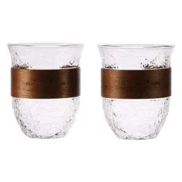 NATURALLYOURS Transparent Glass Round Mug With Wooden Grip (280ml) - Set of 2 image 4