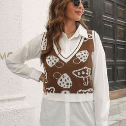 Oh Rare Women Printed Crop Sweater Vest-picture-17
