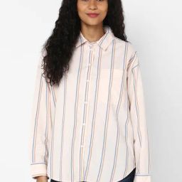 American Eagle Outfitters Peach Striped Shirt-picture-38