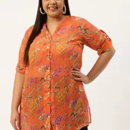 theRebelinme Orange & Green Floral Print Shirt-picture-16