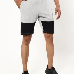 Bewakoof Grey Regular Fit Color-Block Shorts-picture-28