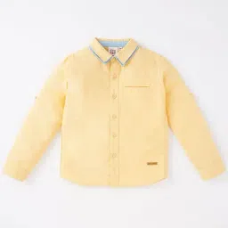 Ed-a-Mamma Kids Yellow & Blue Cotton Regular Fit Full Sleeves Shirt-image-47