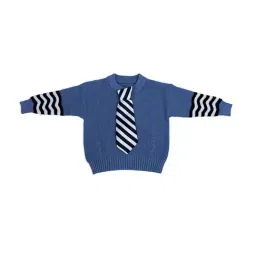 Baby Moo Kids Blue Cotton Textured Pattern Full Sleeves Sweater-picture-13