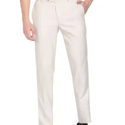 Arrow White Regular Fit Trousers-image-2