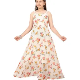 Aarika Kids White Floral Print Dress-image-40
