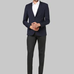 Raymond Blue Textured Notched Lapel Blazer image 5