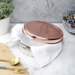 VarEesha Copper Stainless Steel Chapati Box with Lid - Set of 1 image 2