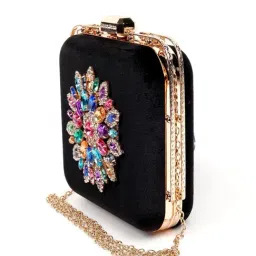 Odette Black Embellished Clutch image 3