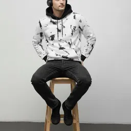 R.Code by The Roadster Life Co. Men Printed Hooded Sweatshirt image 4