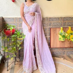 Saree Mall Purple Embellished Sarees With Unstitched Blouse-image-64