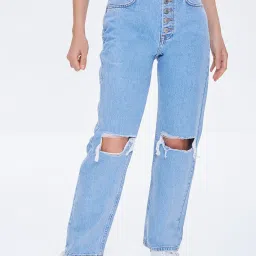 FOREVER 21 WOMEN MID WAIST STRAIGHT FIT REGULAR LENGTH JEANS image 1