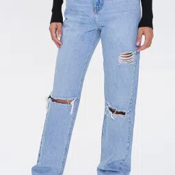 FOREVER 21 WOMEN MID WAIST STRAIGHT FIT REGULAR LENGTH JEANS image 1