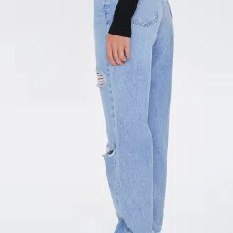 FOREVER 21 WOMEN MID WAIST STRAIGHT FIT REGULAR LENGTH JEANS image 3