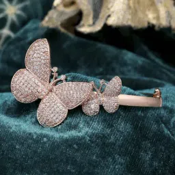 Zeneme Rose Gold Plated American Diamond Charming Butterfly Bracelet-image-80