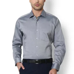 Van Heusen Grey Regular Fit Textured Cotton Shirt image 1