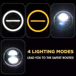 Oswin Gold OG-9-2 75 W 17.78 cm (7 Inch) Round White LED Headlight with Hi/Low Beam for Bullet, Harley Davidson & Jeep Wrangler (Set of 2 Pcs) image 5