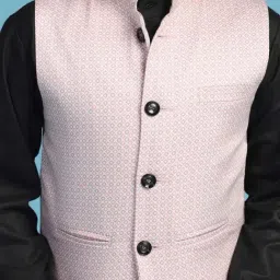 TAHVO Kids Pink & Black Cotton Printed Kurta Set image 4