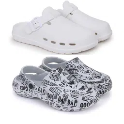 KAPYANSH Men Set of 2 Grey & White Clogs Flip Flops image 1