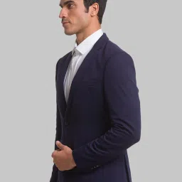 Park Avenue Blue Regular Fit Self Pattern Blazer image 3