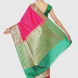 Banarasi Silk Works Pink Woven Saree With Unstitched Blouse image 2