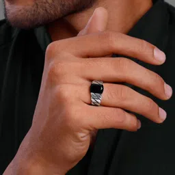 GIVA 925 Silver Black Rhodium Impeccable Ring For Him image 4