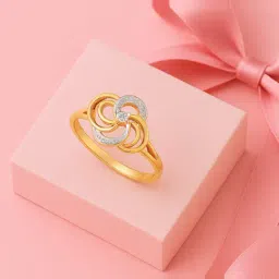 Mia by Tanishq 9k (375) Diamond Yellow Gold Ring for Women-picture-34