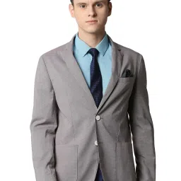 Peter England Grey Slim Fit Full Sleeves Blazer image 1