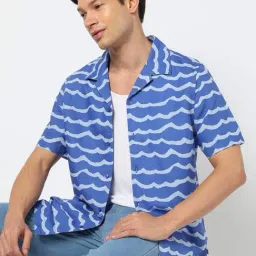 GAP Blue Regular Fit Abstract Shirt image 4