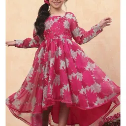 Biba Girls Pink Embellished Casual Dress-image-47