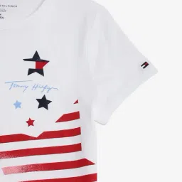 Tommy Hilfiger Kids White Printed Regular Fit T-Shirt image 4