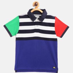 Cherry Crumble Boys Blue & White Striped Polo Collar T-shirt-picture-27