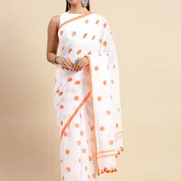 DESH BIDESH Polka Dot Pure Cotton Taant Saree-image-63