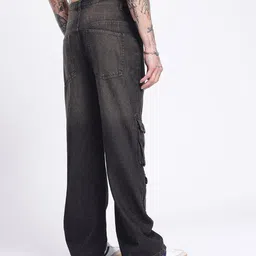 Kook N Keech Men Street Utility Relaxed Fit Light Fade Cargo Jeans image 2