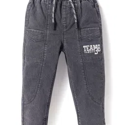 Babyhug Full Length Denim Jeans With Text Print - Charcoal Grey-picture-28