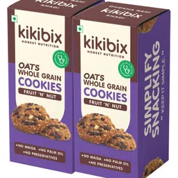 Kikibix Fruit & Nut Oats Cookies | Healthy Biscuit For Kids | No Maida, No Refine Sugar | With 50% Nuts & Dry Fruits | Cashews, Black Currants, Raisins | High Protein & High Fibre Cookies - 260 g ( Pack of 2 )-image-16