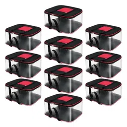 Storite Moisture Proof Big Nylon Transparent Underbed Storage Bag/Stationery Paper/Blankets/Clothes Storage Bag (BlackRed, 57x47x26 cm), Rectangular (Black & Red, 10 Pack) image 1