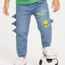 Mark & Mia Denim Full Length Jeans with Dino Print & Spikes Detailing - Light Blue-picture-18