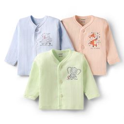 CUCUMBER Sinker Knit Full Sleeves Jhablas with Animal Print Pack of 3 - Light Blue & Peach-picture-31