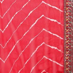 Leelavati Striped Printed Pure Georgette Bandhani Saree With Embroidered Border image 5