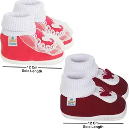 NESKA MODA 3 To 12 Month Cotton Newborn Baby Booty 2 Pair Set Soft Butterfly Walking Shoe Booties image 2