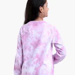 Pine Kids Full Sleeves Bio Washed Sweat Jacket Tye Dye Pattern -Purple image 3
