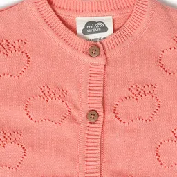 Mi Arcus  Cotton Full Sleeves All Over Apple Design Knitted Sweater Peach image 4