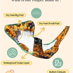 Elly Belly Reusable cloth diaper Velcro Closure Free Size (03 Months to 3 Years) - Bear Printed image 3