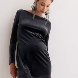 H&M Women MAMA Deep-back Velour Dress image 1