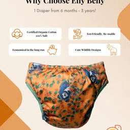 Elly Belly Reusable cloth diaper Velcro Closure Free Size (03 Months to 3 Years) - Bear Printed image 4