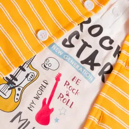 Dapper Dudes Full Sleeves Striped Hooded Shirt With Attached Tee - Gold image 4