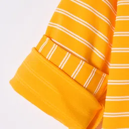 Dapper Dudes Full Sleeves Striped Hooded Shirt With Attached Tee - Gold image 5