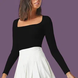 Maheshvi Women Solid Long Sleeves Square Neck Top-image-21