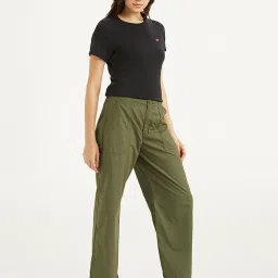 levi's Women's Mid Rise Olive Baggy Cargo Trousers image 5