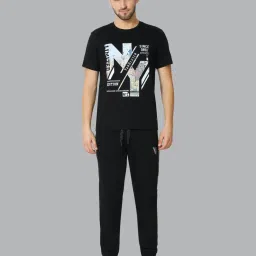 van heusen Vh Innerwear Black Cotton Regular Fit Joggers image 1